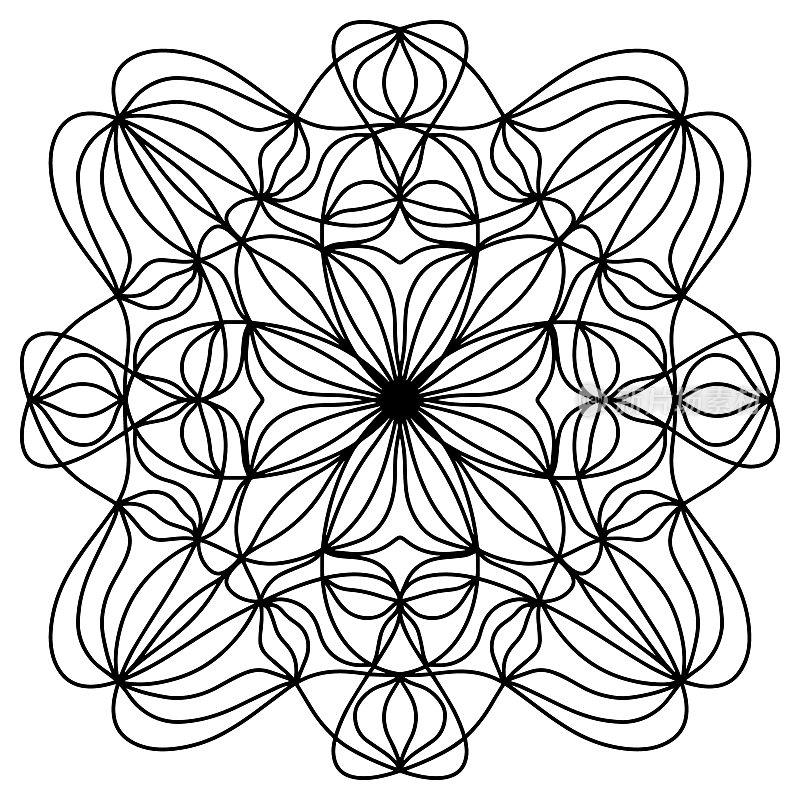 Easy mandala like flower or star for coloring book